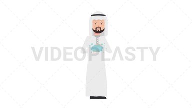 Arab Traditional Man Washing Hands Stock Animation