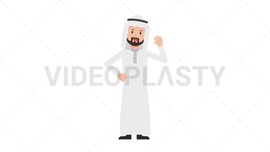 Arab Traditional Man Waving Stock Animation