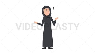 Arab Traditional Woman Confused Stock Animation