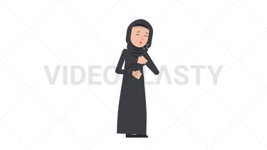 Arab Traditional Woman Coughing Stock Animation