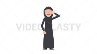 Arab Traditional Woman Crying Stock Animation