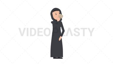 Arab Traditional Woman Drinking Coffee Stock Animation