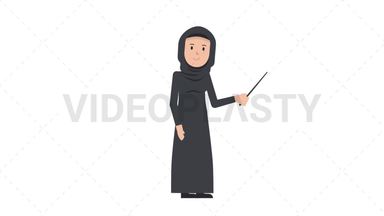 Arab Traditional Woman Holding Pointer Stick Stock Animation