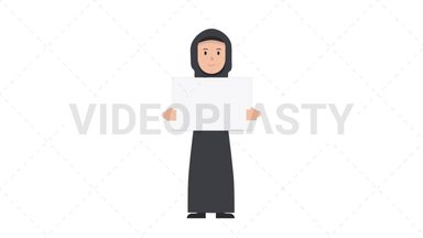 Arab Traditional Woman Holding Poster Stock Animation