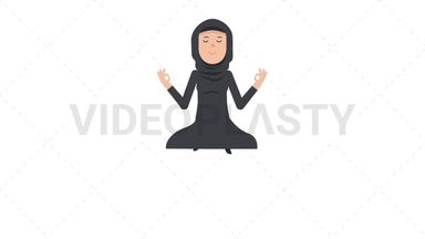 Arab Traditional Woman Meditating Stock Animation