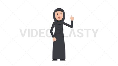 Arab Traditional Woman Pointing Above Stock Animation