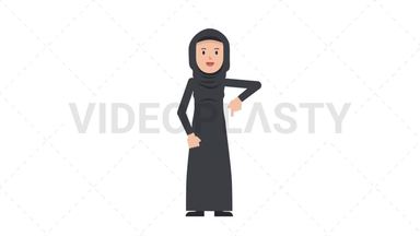 Arab Traditional Woman Pointing Below Stock Animation