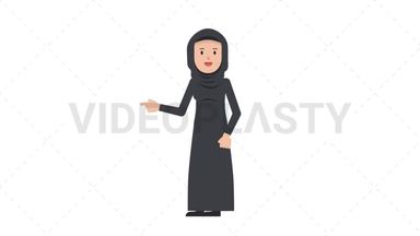 Arab Traditional Woman Pointing Left Stock Animation