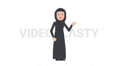 Arab Traditional Woman Pointing Right Stock Animation
