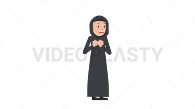 Arab Traditional Woman Scared Stock Animation