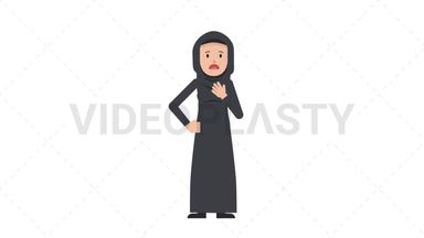 Arab Traditional Woman Shortness of Breath Stock Animation