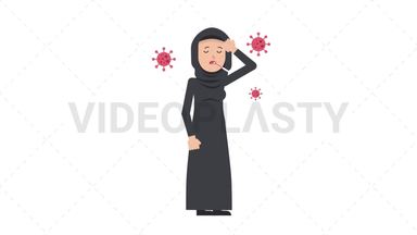 Arab Traditional Woman Sick with Covid Stock Animation