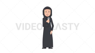 Arab Traditional Woman Talking on Microphone Stock Animation