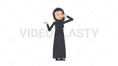 Arab Traditional Woman Talking on Phone Angry Stock Animation