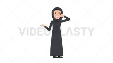 Arab Traditional Woman Talking on Phone Happy Stock Animation