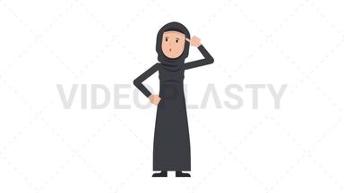 Arab Traditional Woman Thinking Stock Animation