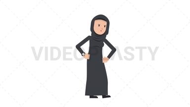 Arab Traditional Woman Waiting Stock Animation