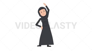 Arab Traditional Woman Warmup Exercise Stock Animation