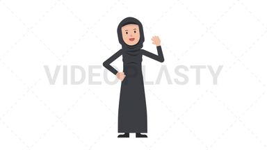 Arab Traditional Woman Waving Stock Animation
