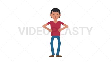 Asian Casual Man Angry Stock Animation