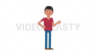Asian Casual Man Approve Stock Animation