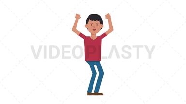 Asian Casual Man Cheer Stock Animation