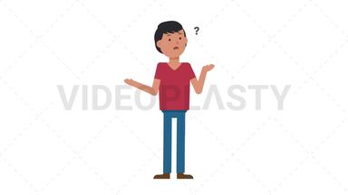 Asian Casual Man Confused Stock Animation