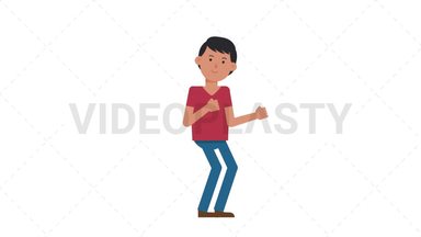 Asian Casual Man Dancing Stock Animation