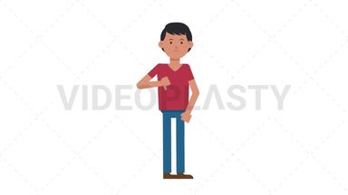 Asian Casual Man Disapprove Stock Animation