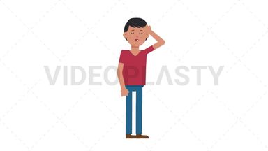 Asian Casual Man Fever Stock Animation