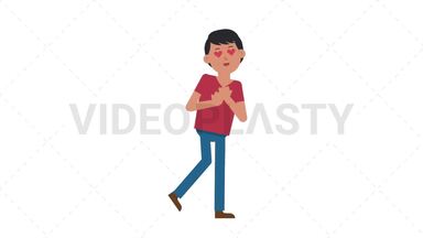 Asian Casual Man In Love Stock Animation