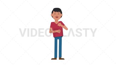 Asian Casual Man Laughing Stock Animation