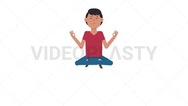 Asian Casual Man Meditating Stock Animation