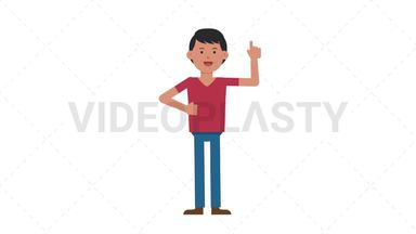 Asian Casual Man Pointing Above Stock Animation