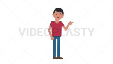 Asian Casual Man Pointing Right Stock Animation