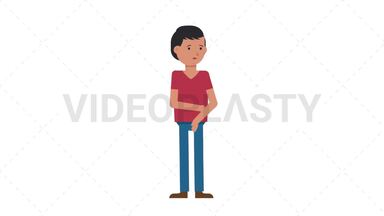 Asian Casual Man Sad Stock Animation
