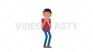 Asian Casual Man Scared Stock Animation