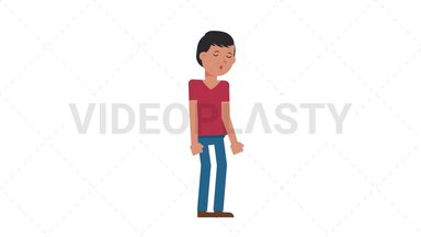 Asian Casual Man Sleepy Stock Animation