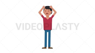 Asian Casual Man Stressed Stock Animation
