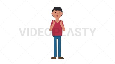 Asian Casual Man Surprised Stock Animation