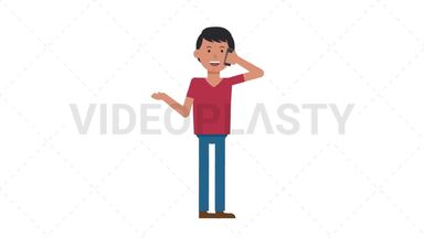 Asian Casual Man Talking on Phone Happy Stock Animation