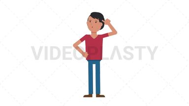 Asian Casual Man Thinking Stock Animation
