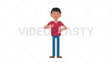Asian Casual Man Using Disinfectant Spray Stock Animation