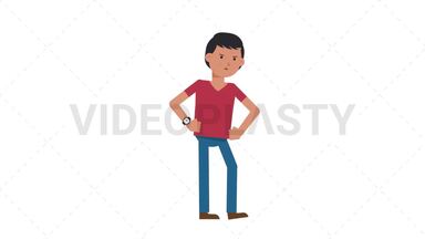Asian Casual Man Waiting Stock Animation