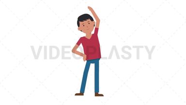 Asian Casual Man Warmup Exercise Stock Animation