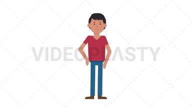 Asian Casual Man Warmup Exercise Stock Animation