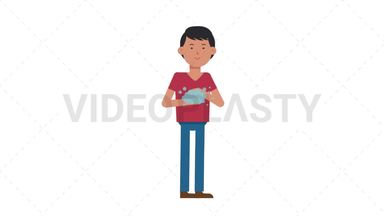 Asian Casual Man Washing Hands Stock Animation