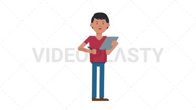 Asian Casual Man Writing on Clipboard Stock Animation