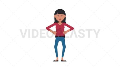 Asian Casual Woman Angry Stock Animation