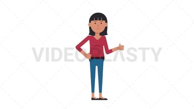 Asian Casual Woman Approve Stock Animation